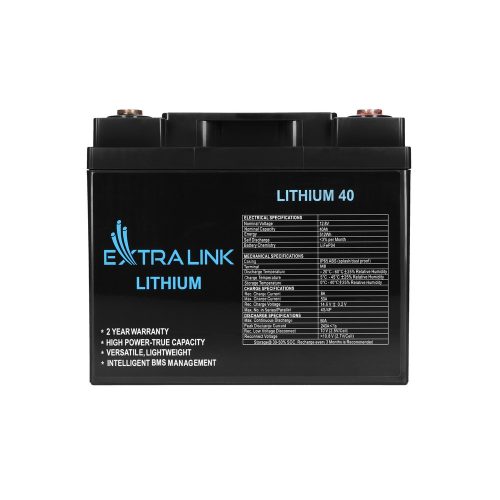Extralink LiFePO4 40Ah battery, 12.8 V, BMS