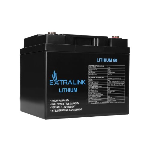 Extralink LiFePO4 60Ah battery, 12.8V, BMS