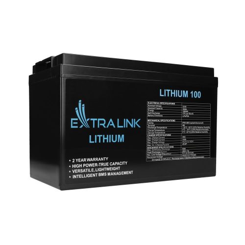Extralink LiFePO4 100Ah battery, 12.8V, BMS