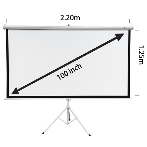 Extralink 100" Projektionsleinwand (220×125 cm, 16:9, weißes PVC, halbautomatisch, Stativ, PSR-100)