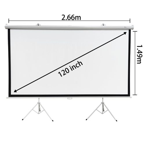 Extralink 120" Projektionsleinwand (266×149 cm, 16:9, weißes PVC, halbautomatisch, Stativ, PSR-120)