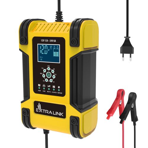 Extralink Shango Smart akkumulátortöltő és egyenirányító, 100 - 240 VAC, 12v 12A, 24v 6A