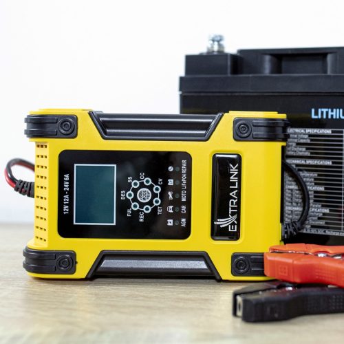 Extralink Shango Smart akkumulátortöltő és egyenirányító, 100 - 240 VAC, 12v 12A, 24v 6A