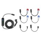 Extralink BS-PCD050 32A 16kW three-phase, portable electric vehicle charger with LCD touchscreen, 6 adapters, 5 meters long, Schuko