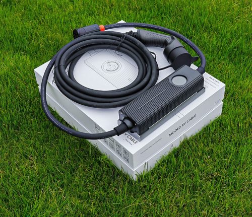 Extralink BS-PCD050 32A 16kW three-phase, portable electric vehicle charger with LCD touchscreen, 6 adapters, 5 meters long, Schuko