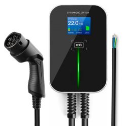   Extralink BS20-BC-22kW-RFID Type 2 32A 22kW elektromos autó töltő, 3 fázisú, LCD kijelző, 6,1 m