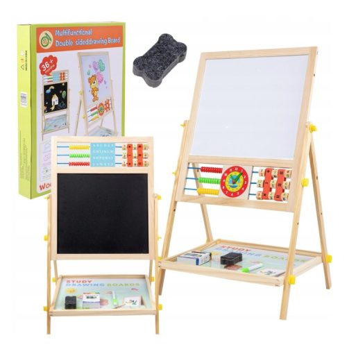 Extralink Toys double-sided children's board, chalk, magnetic, dry-erase, counting disc, clock