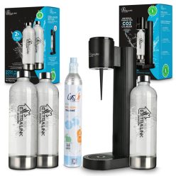   Extralink Smart Life családi készlet, HydroSpark Black SJ-191B szódagép + 3 db 1 literes palack + 425g CO2 palack