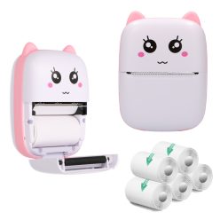   Extralink set, EPP-001 pink thermal printer + self-adhesive thermal paper, 5 rolls.