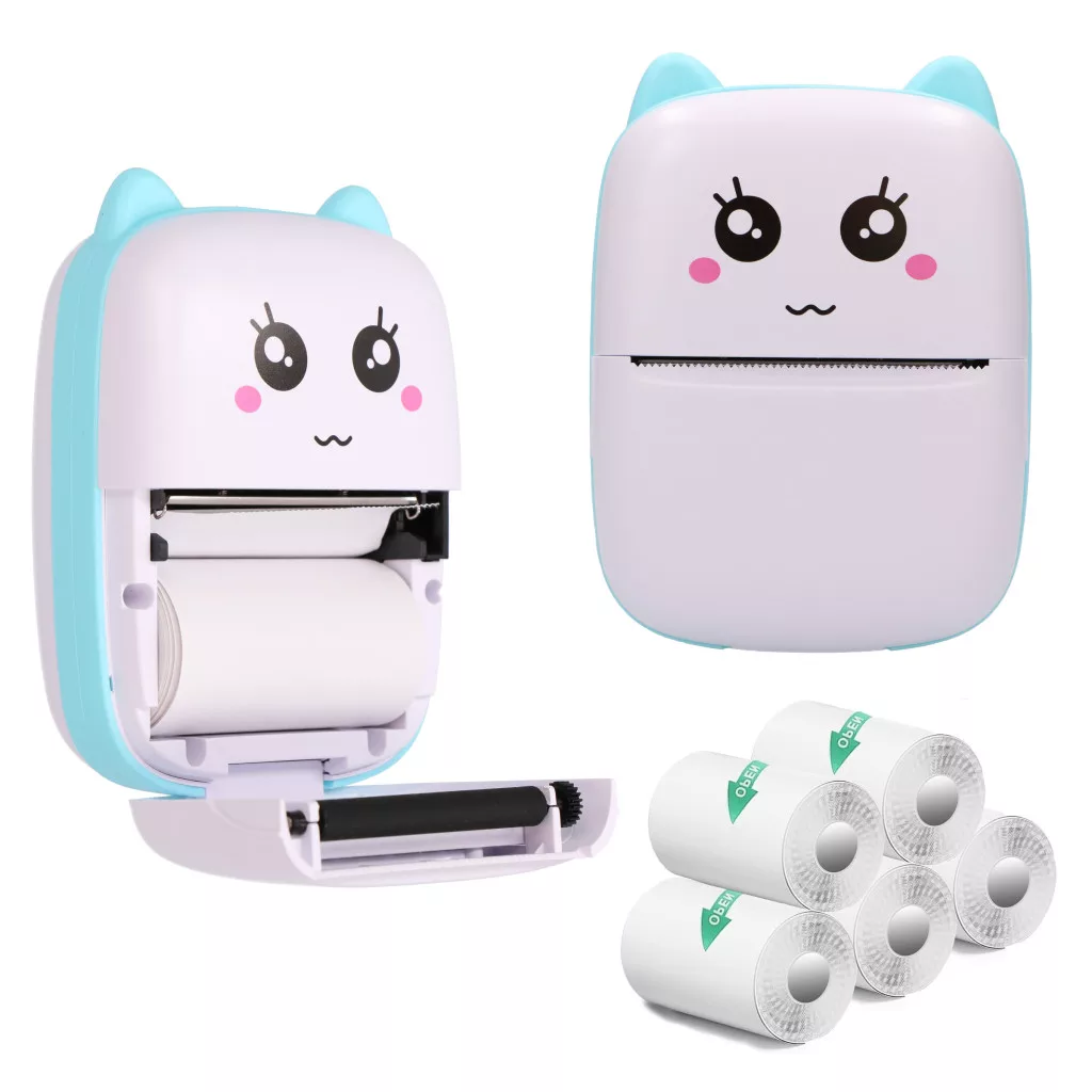 Extralink set, EPP-002 blue thermal printer + self-adhesive