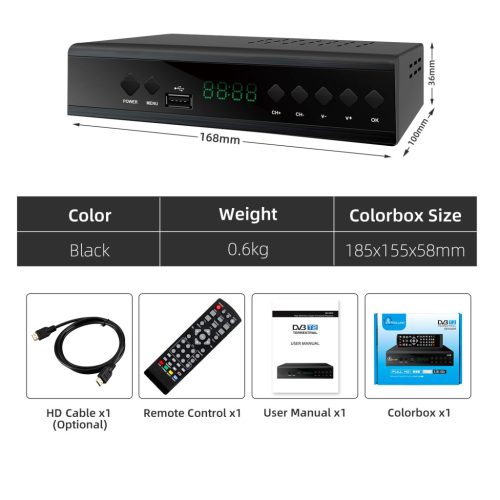 Extralink Home, DVB-T2 TV Dekoder Tuner, H.265 HEVC Full HD USB HDMI + Fernbedienung