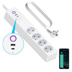  Extralink Smart Life WiFi-s elosztósáv, 4x230V csatlakozóval, 1xUSB és 1x USB-C (65W) porttal.