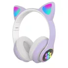 Extralink Kids Cat-ear kabellose Kopfhörer, lila, Bluetooth 5.0, RGB-Beleuchtung