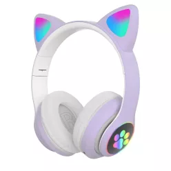   Extralink Kids Cat-ear kabellose Kopfhörer, lila, Bluetooth 5.0, RGB-Beleuchtung