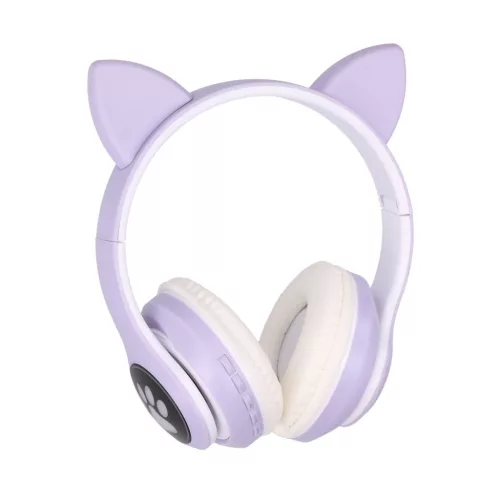 Extralink Kids Cat-ear kabellose Kopfhörer, lila, Bluetooth 5.0, RGB-Beleuchtung