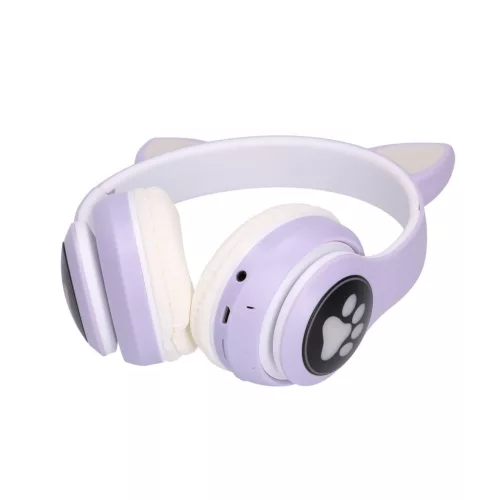 Extralink Kids Cat-ear kabellose Kopfhörer, lila, Bluetooth 5.0, RGB-Beleuchtung