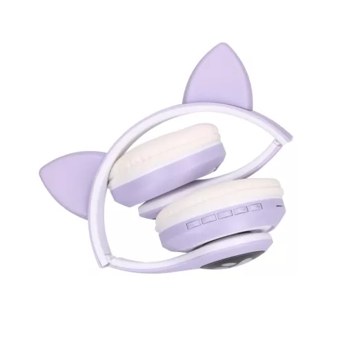 Extralink Kids Cat-ear kabellose Kopfhörer, lila, Bluetooth 5.0, RGB-Beleuchtung