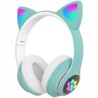 Extralink Kids Cat-ear vezeték nélküli fejhallgató zöld, Bluetooth 5.0, RGB világítás