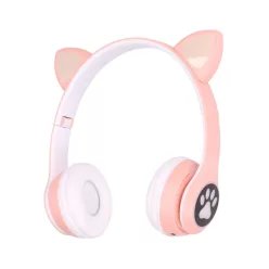   Extralink Kids Cat-ear Wireless Headphones, Pink, Bluetooth 5.0, RGB Lighting
