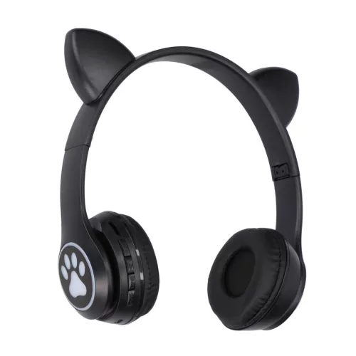 Extralink Kids Cat-ear Wireless Headphones, Black, Bluetooth 5.0, RGB Lighting