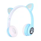 Extralink Kids Cat-ear Wireless Headphones, Blue, Bluetooth 5.0, RGB Lighting