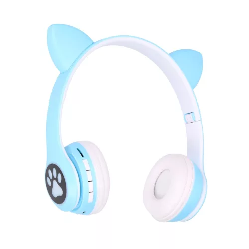 Extralink Kids Cat-ear Wireless Headphones, Blue, Bluetooth 5.0, RGB Lighting