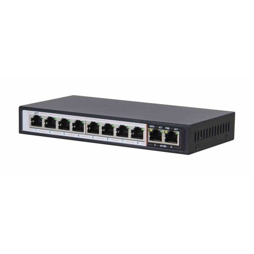 Extralink Ceres, PoE kapcsoló, 8x 100 Mb/s PoE/PoE+, 2x 100 Mb/s RJ45 uplink, 96 W