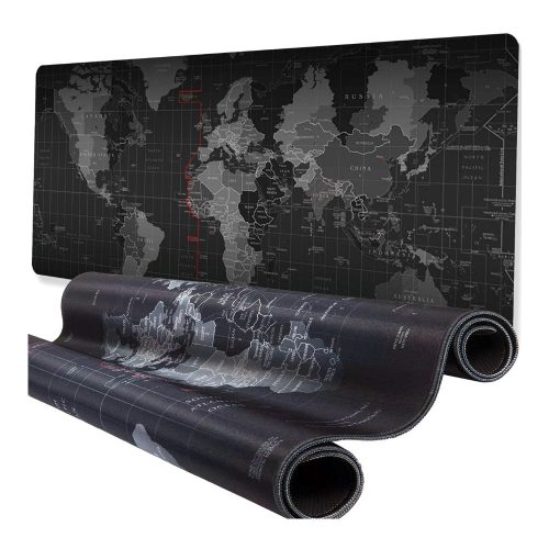 Extralink large dark world map patterned gaming mouse and keyboard pad for desk, 30x80 cm - 1073