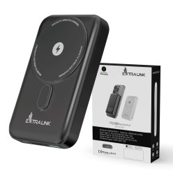   Extralink MagSafe 10000mAh szürke, powerbank, 38,5Wh, PD 20W+15W, USB-C, USB-A