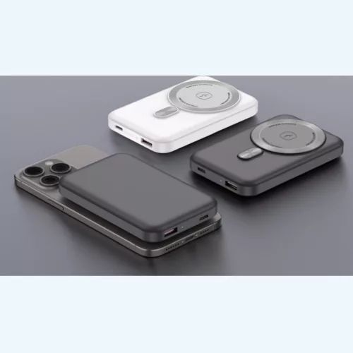 Extralink MagSafe 10000mAh fehér, powerbank, 38,5Wh, PD 20W+15W, USB-C, USB-A