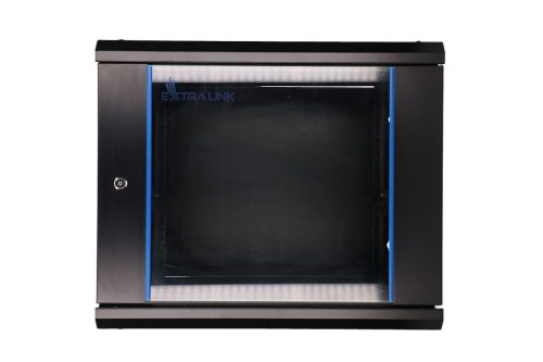 Extralink 9U 600x450 black, rack cabinet, wall-mounted