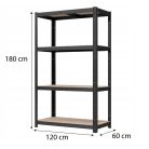 Extralink négy szintes polcrendszer, 180x120x60 cm, 500 kg teherbírással, PRO-0667