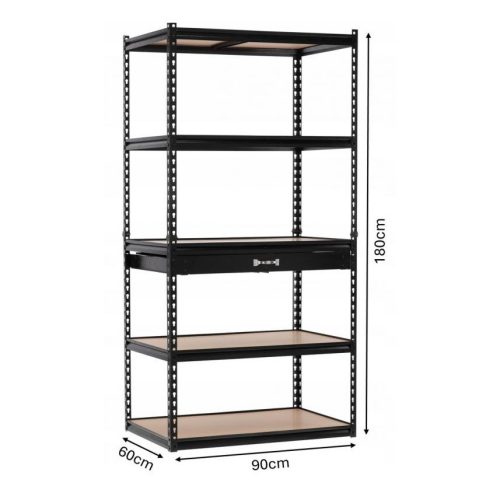 Extralink 5-stufiges Regalsystem mit Schublade, 180x90x60 cm, 175 kg Tragfähigkeit - 2127