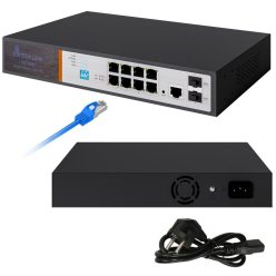   Extralink Victor, PoE kapcsoló, 8x Gigabit PoE/PoE+, 2x SFP, 1x konzolport, 150 W, kezelt