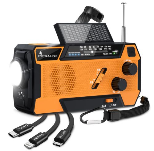 Extralink Notfall-Solarradio mit Kurbel, Dynamo Powerbank 4000mAh, SOS-Lampe SR-4000