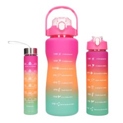   EXTRALINK motivációs kulacs 3 az 1-ben szett, rózsaszín-narancs, 2000 ml + 900 ml + 300 ml