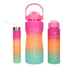 EXTRALINK motivációs kulacs 3 az 1-ben szett, rózsaszín-narancs, 2000 ml + 900 ml + 300 ml