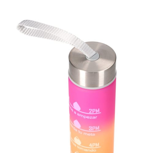 EXTRALINK motivációs kulacs 3 az 1-ben szett, rózsaszín-narancs, 2000 ml + 900 ml + 300 ml