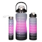 EXTRALINK motivációs kulacs 3 az 1-ben szett, rózsaszín-fekete, 2000 ml + 900 ml + 300 ml