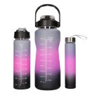 EXTRALINK motivációs kulacs 3 az 1-ben szett, rózsaszín-fekete, 2000 ml + 900 ml + 300 ml