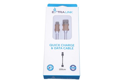 Extralink USB Type-C kábel Android okostelefonokhoz, max. 3A áramerősség, 1 m, fehér