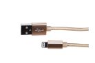Extralink, Lightning Kabel, für iPhone, max. 2A, aus Reissfaser Baumwollnetz, 1m, goldfarben