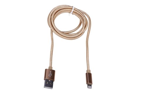 Extralink, Lightning Kabel, für iPhone, max. 2A, aus Reissfaser Baumwollnetz, 1m, goldfarben