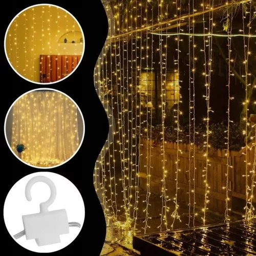 Extralink LED fényfüggöny 300 LED karácsonyi fények, beltéri jégcsap girland 3x3m