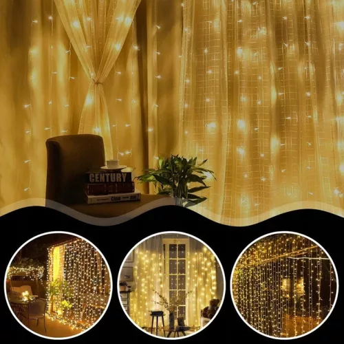 Extralink LED fényfüggöny 300 LED karácsonyi fények, beltéri jégcsap girland 3x3m