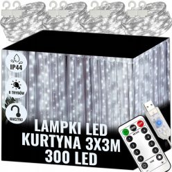   EXTRALINK fényfüggöny 300 LED hideg fényű 3x3 ünnepi karácsonyi girland 5V USB