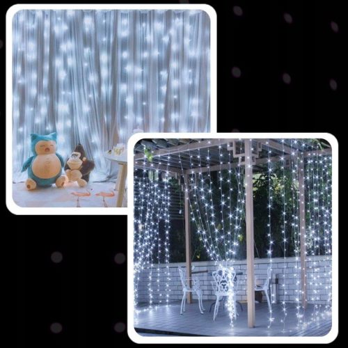 EXTRALINK fényfüggöny 300 LED hideg fényű 3x3 ünnepi karácsonyi girland 5V USB