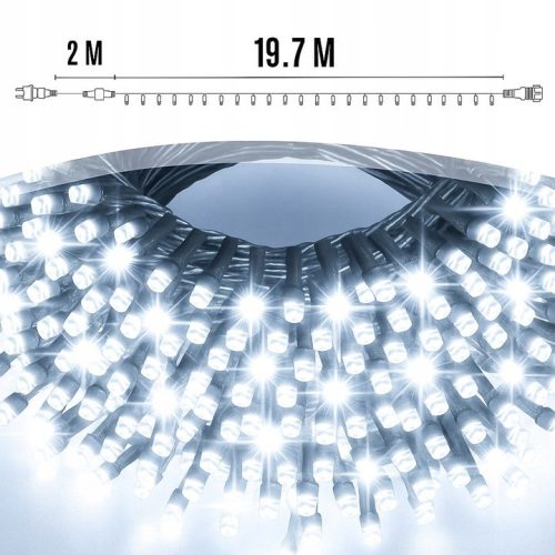 EXTRALINK karácsonyi fényfüzér 300LED kültéri/beltéri hideg fehér 21,7 m