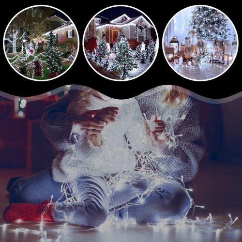 EXTRALINK karácsonyi fényfüzér 300LED kültéri/beltéri hideg fehér 21,7 m