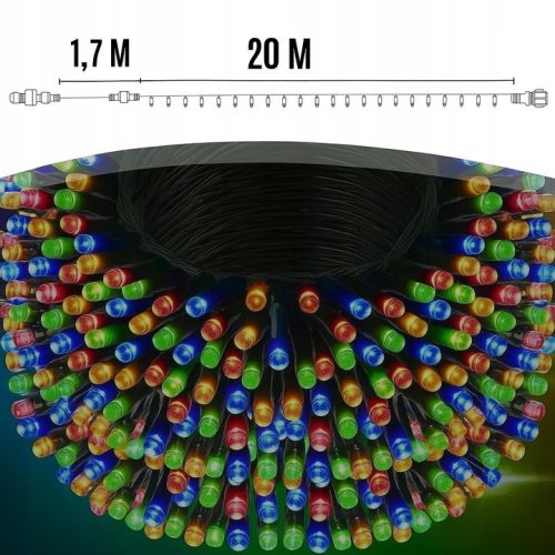 EXTRALINK karácsonyi fényfüzér, ünnepi fények 300 LED beltéri/kültéri multicolor 21,7 m